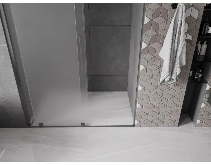 Mexen Velar, tolózuhanyajtó nyitáshoz 160 cm, 8 mm-es matt üveg, polírozott grafit, 871-160-000-31-66