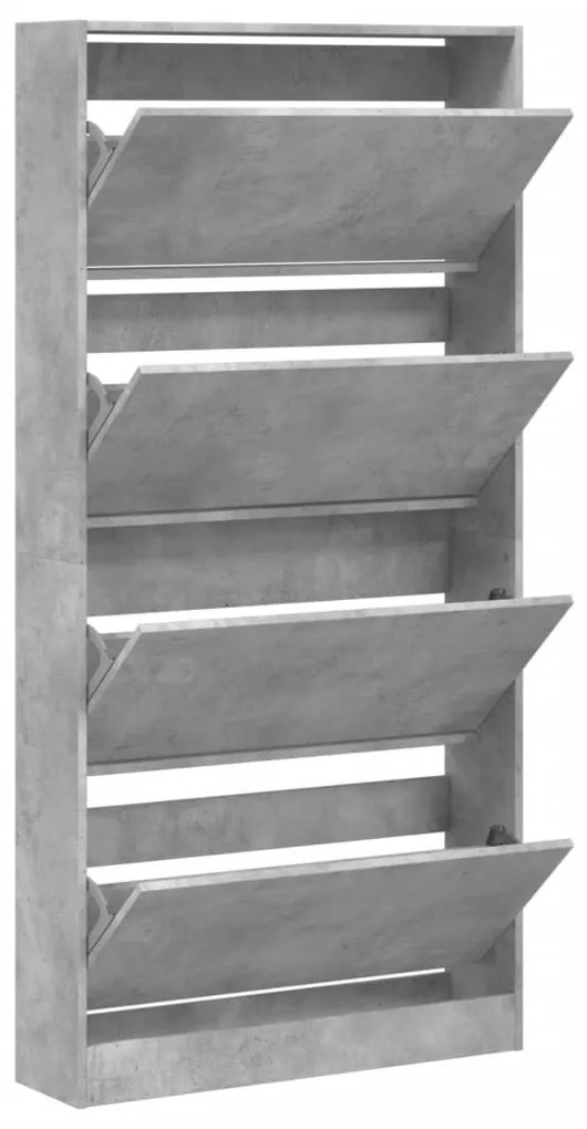 betonszürke cipőszekrény 4 kihajtható fiókkal 80x21x163,5 cm
