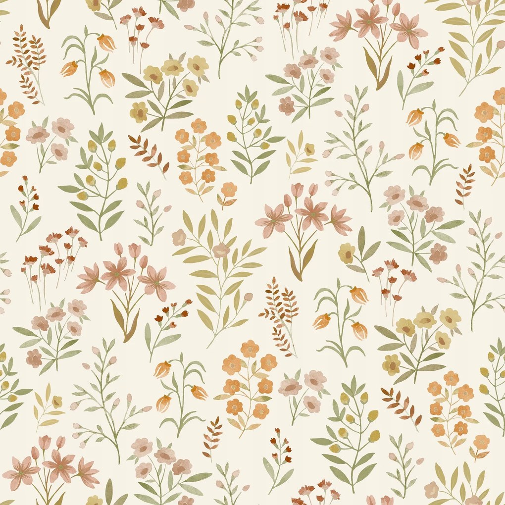 Provence-i Stílusú vinil tapéta flizelin gallyak levelek virágok