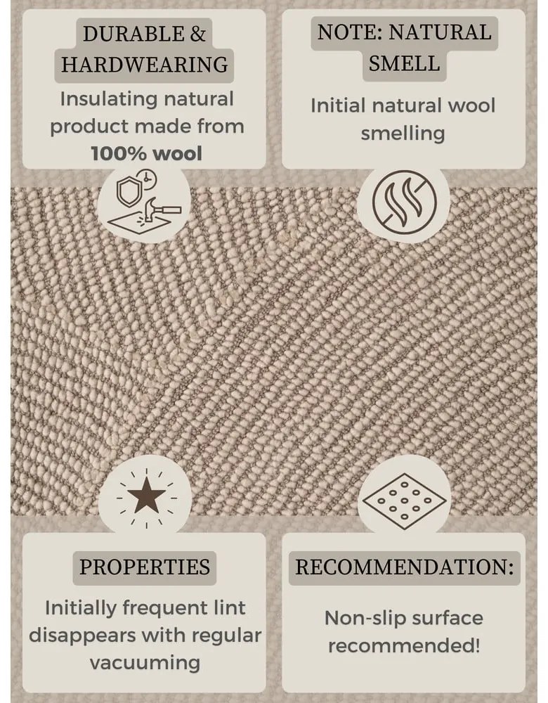 Bézs kézi szövésű gyapjú szőnyeg 160x230 cm Calmio – Hanse Home