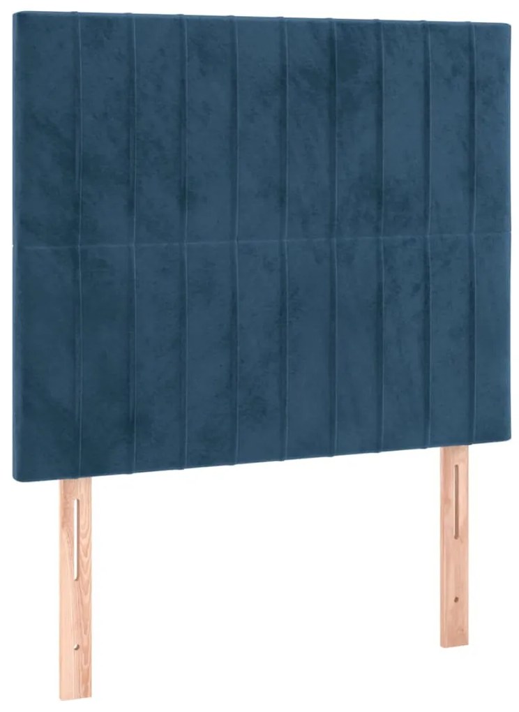 sötétkék bársony LED-es fejtámla 90x5x118/128 cm