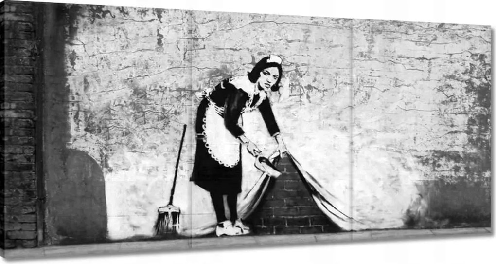 Vászonkép 60x30 Banksy Szobalány Grafiti