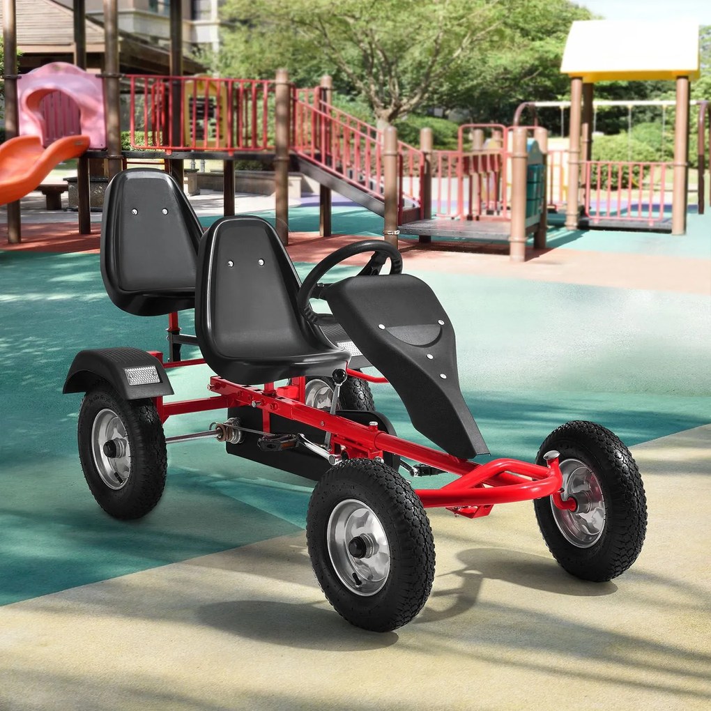 Kétszemélyes gokart autó, piros