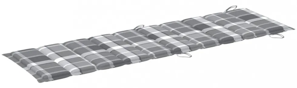 szürke kockás oxford szövet napozóágy párna 186 x 58 x 3 cm