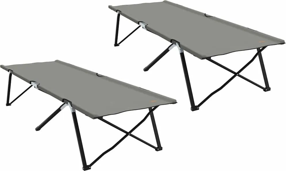 vidaXL Összecsukható Kemping Ágy 2 pcs Szürke 206 x 76 x 74 cm