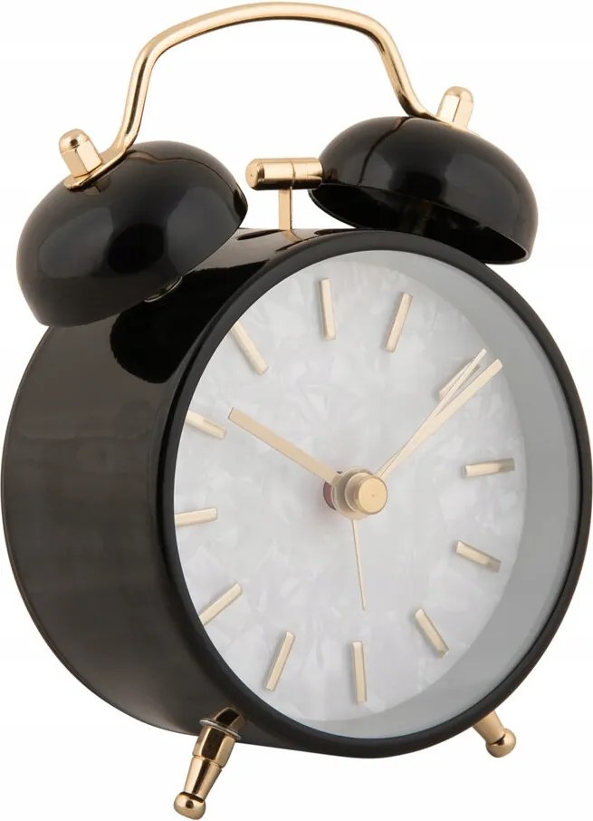 Ébresztőóra Fém Fekete Retro Ø 8 cm Karóra Kerek Asztali Óra
