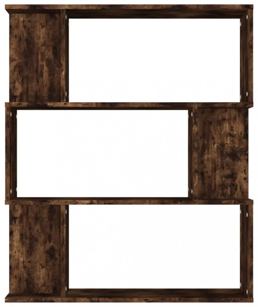 füstös tölgy színű fa könyvszekrény/térelválasztó 80x24x96 cm