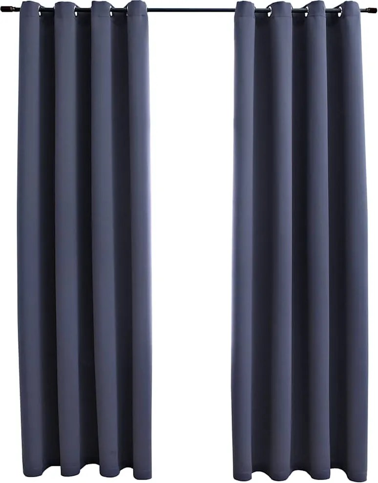 vidaXL 2 db antracitszürke sötétítőfüggöny fémgyűrűkkel 140 x 245 cm
