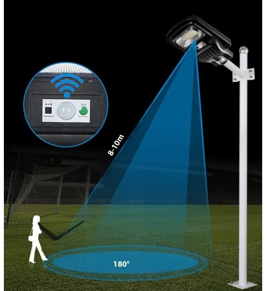 LED napelemes utcai lámpa érzékelővel LED/60W/6V 6500K IP65 + távirányítás