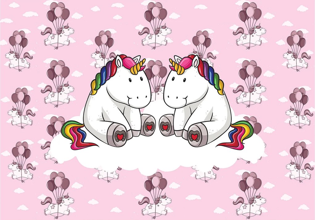 Fotótapéta Rózsaszín unikornisok a felhőkön vinil 460x300 +ragasztó