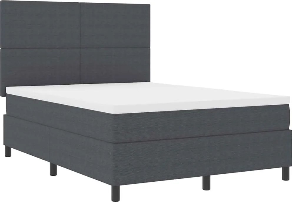 vidaXL Boxrugós ágy Sötétszürke és Fehér 140 x 190 cm Bársonyos szövet