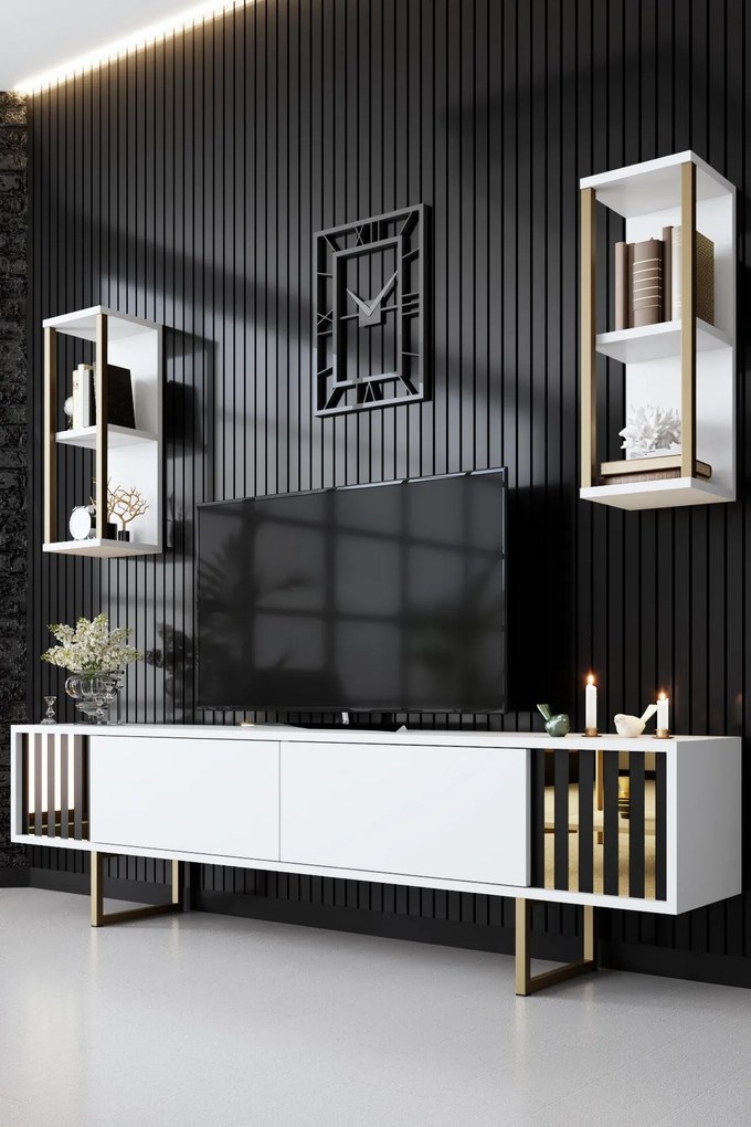 TV szekrény Gold Line - White, Black