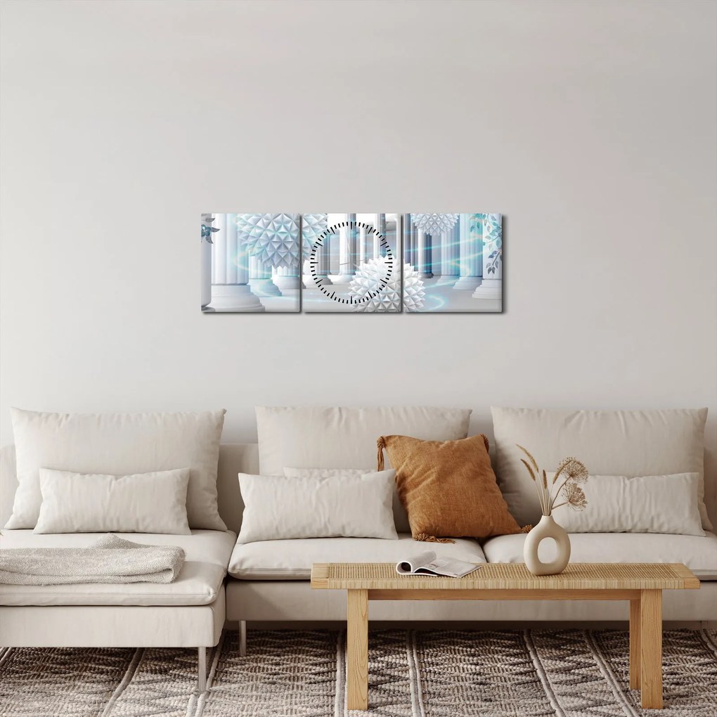 Antik stílusú absztrakt képek (órával) (90x30 cm)