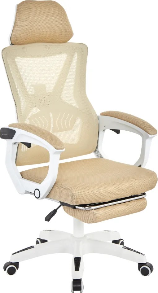 Irodai szék, bézs/fehér, teherbírás 150 kg, MALVIN