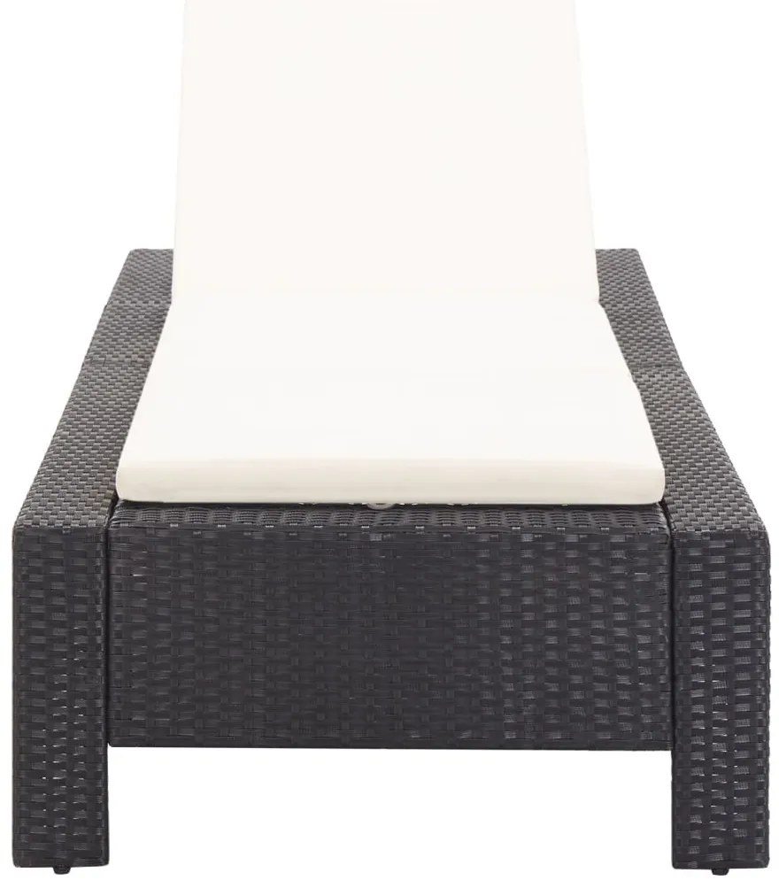 Fekete polyrattan napozóágy párnával