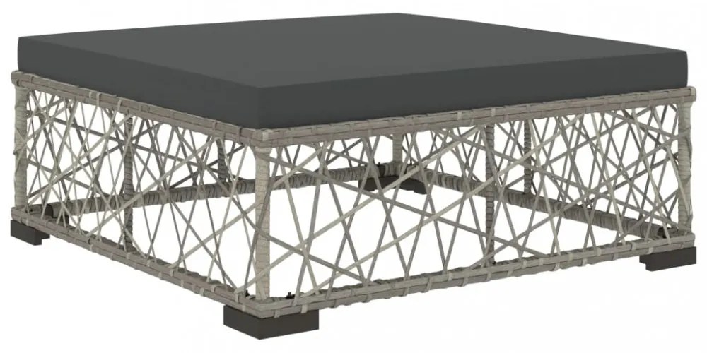 6-részes szürke polyrattan kerti bútorszett párnákkal