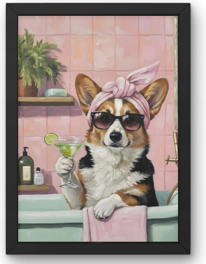 Corgi Pihenés a kádban poszter 50x70 cm