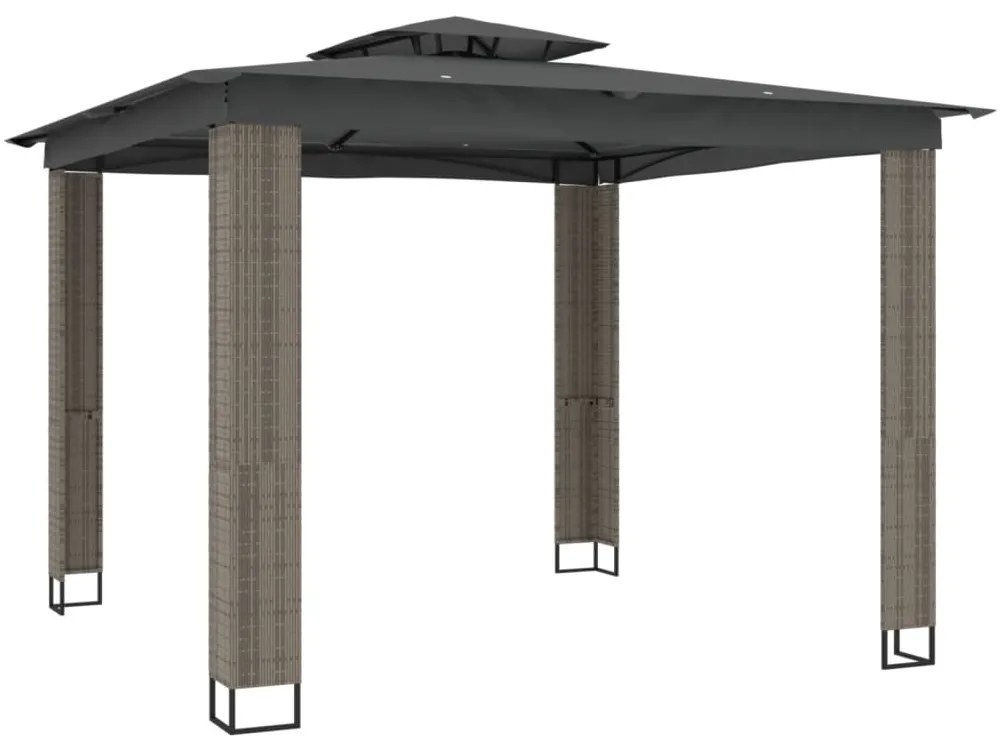 antracitszürke szövet dupla tetős pavilon 2,94 x 2,94 m