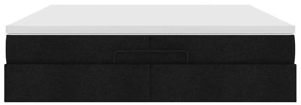 oszmán ágykeret matracokkal Fekete 200x200cm szövet
