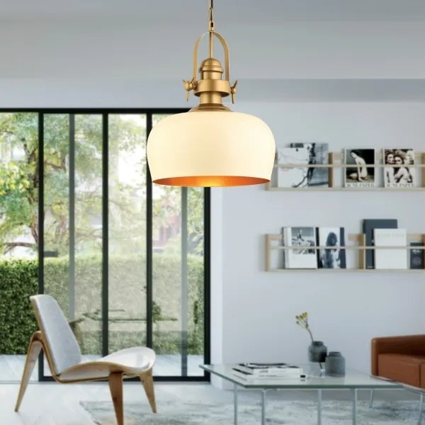 MONZA kábeles függőlámpa 1xE27/40W/230V, átmérő 30 cm, krémszínű/bronzos