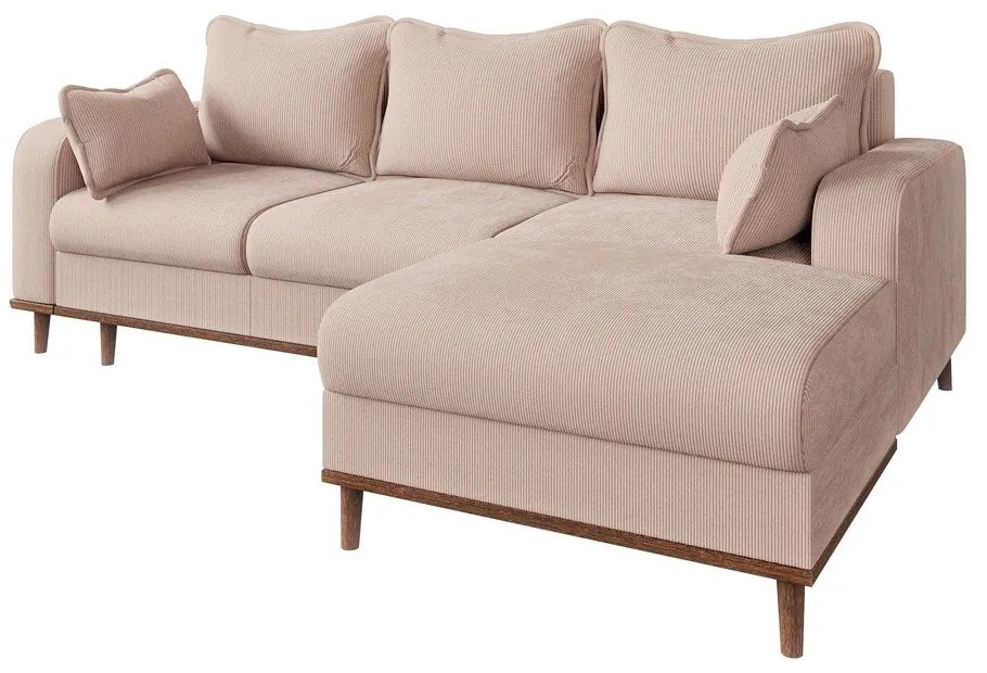 Bézs kordbársony sarokkanapé (jobb oldali) Beata – Ropez