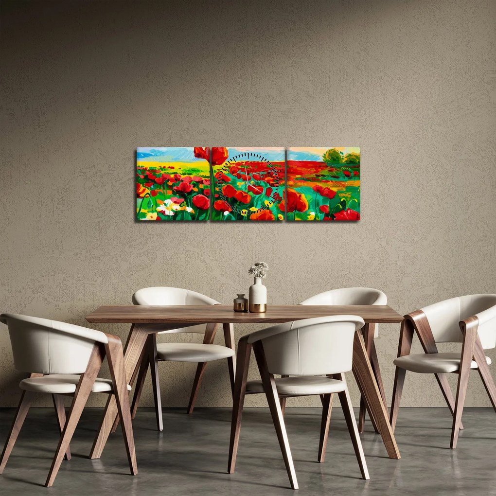 Kép egy mező mákkal (órával) (90x30 cm)