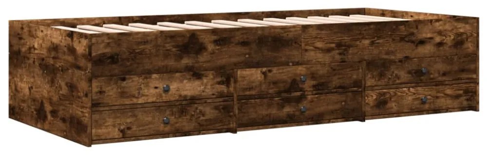 füstös tölgy kanapéágy fiókkal matrac nélkül 100x200 cm