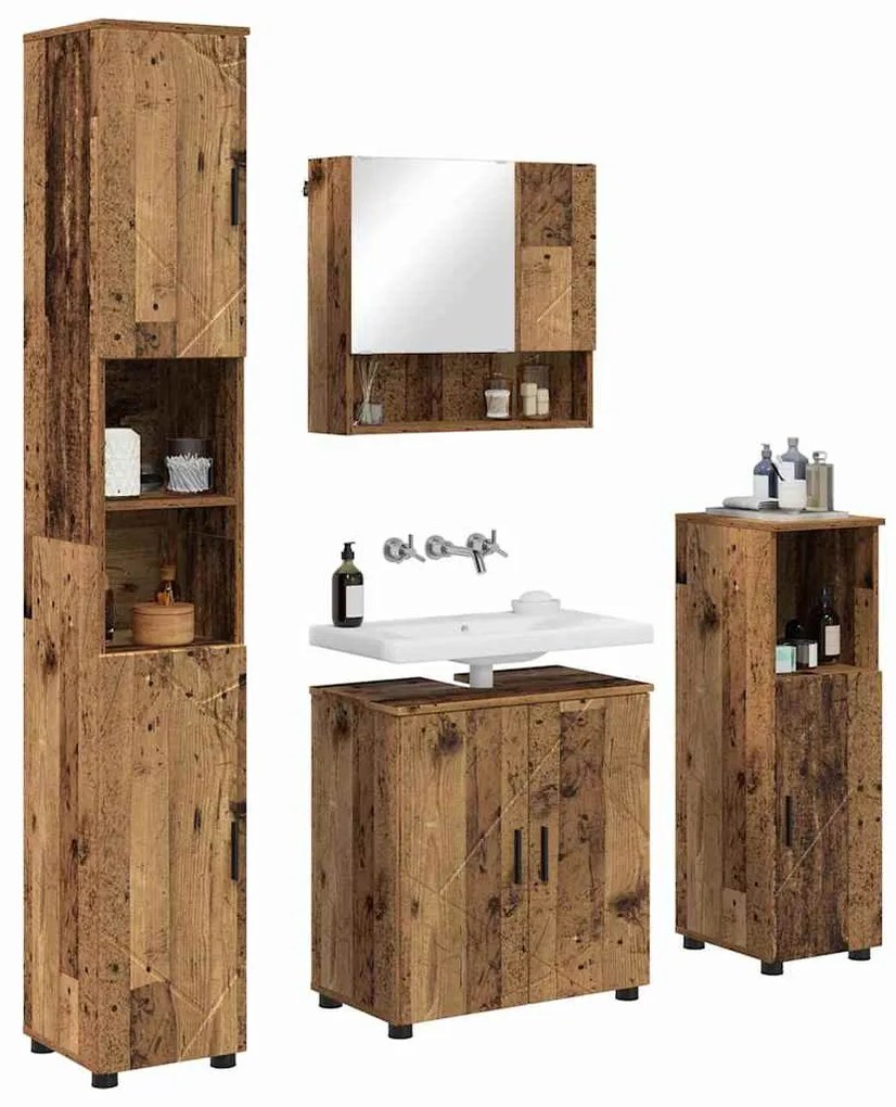 Fürdőszoba bútor szett 4 pcs Régi fa 61 x 35 x 64 cm Faanyag