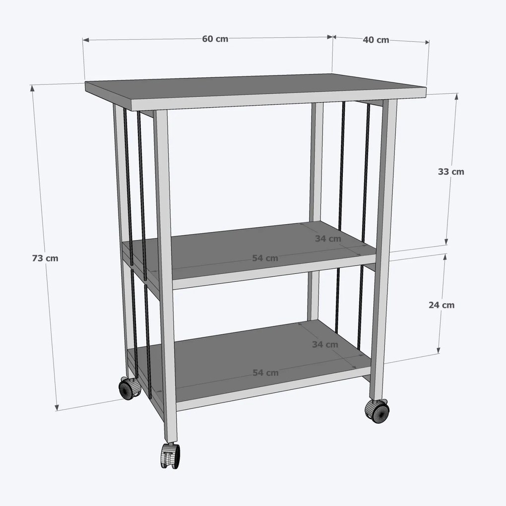 Gurulós tárolóállvány, 60 cm – TR298GNS3105