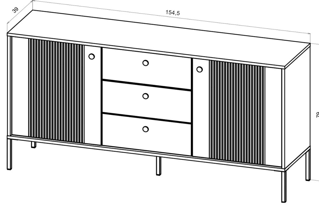 Komód Fekete/Arany Színben. ISEO IS03