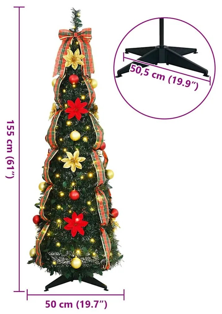 Mű karácsonyfa 100 LED-del állvánnyal Zöld 150 cm PVC