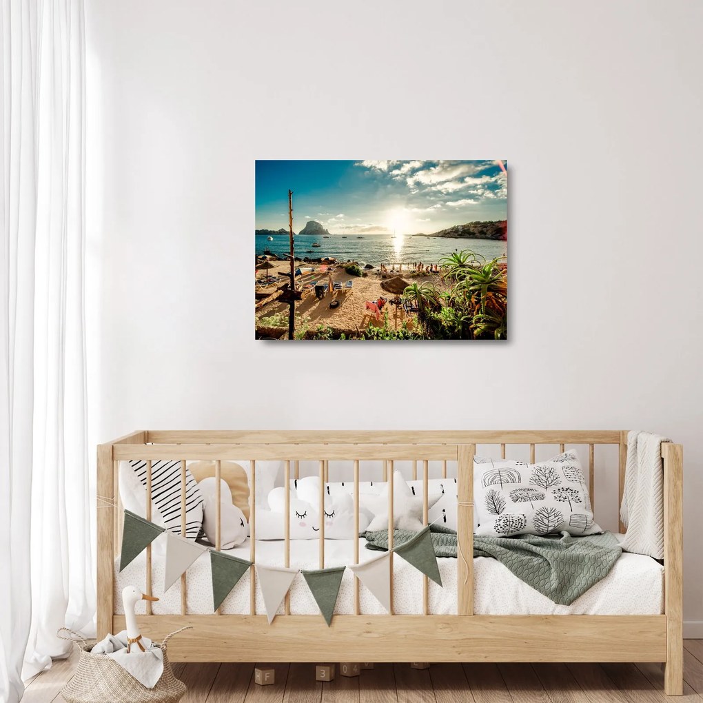 Üveg kép - Strand emberekkel (70x50 cm)