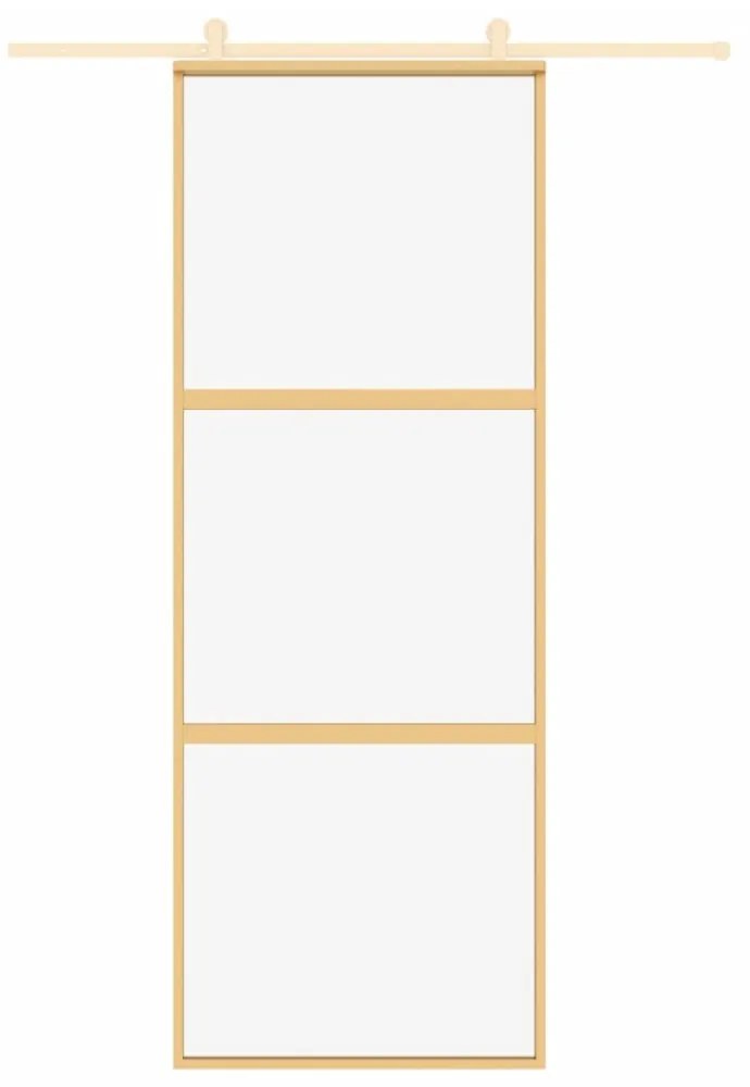 aranyszínű átlátszó ESG üveg és alumínium tolóajtó 76 x 205 cm