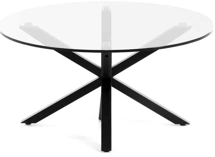 Fekete kerek dohányzóasztal üveg asztallappal ø 82 cm Argo – Kave Home