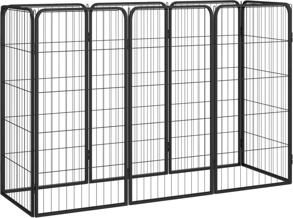 vidaXL 8-paneles fekete porszórt acél kutyakennel 50 x 100 cm