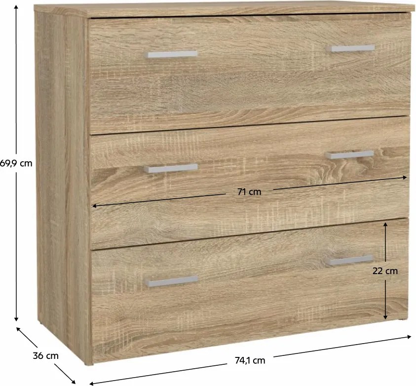 Komód, tölgy sonoma, GARBO 3