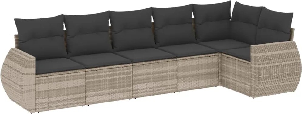 vidaXL 6 részes világosszürke polyrattan kerti ülőgarnitúra párnákkal