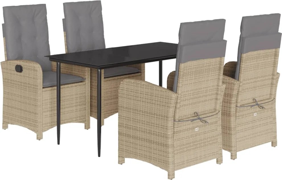 vidaXL 5 részes vegyes bézs polyrattan kerti étkezőgarnitúra párnákkal