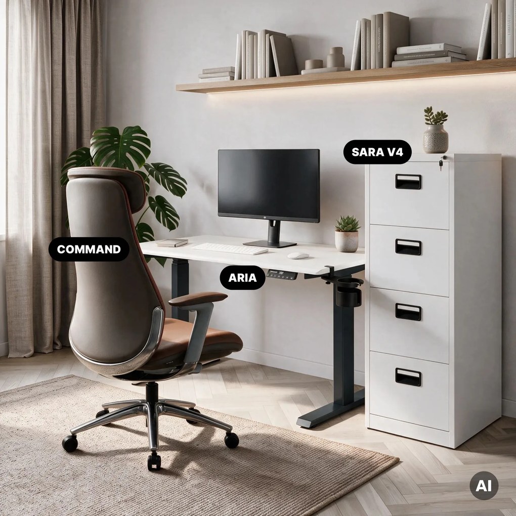 Elektromos íróasztal magasságállítással ergonomikus antracit-fehér, 1200x600 mm: ARIA