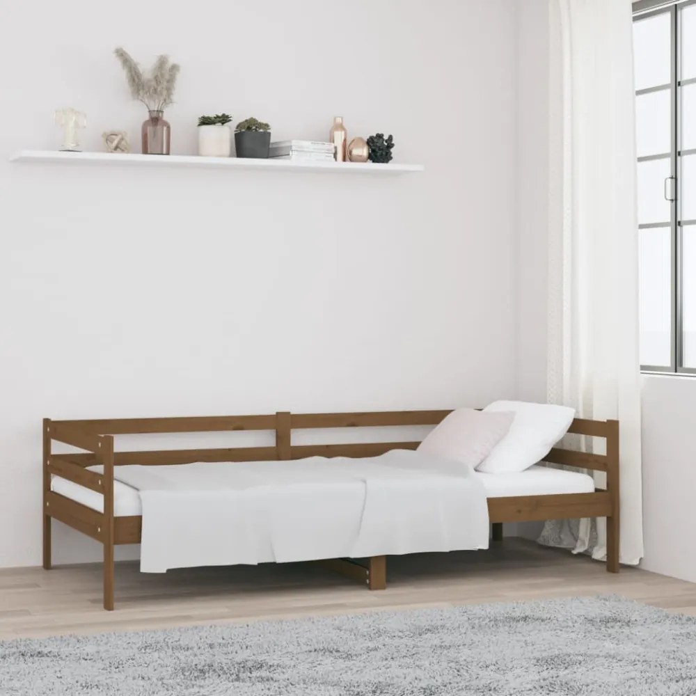 mézbarna tömör fenyőfa kanapéágy 90 x 190 cm