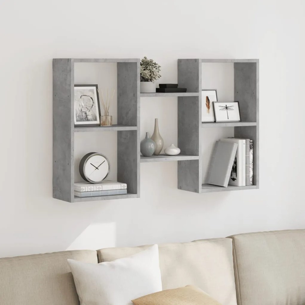 betonszürke szerelt fa fali polc 96 x 18 x 60 cm