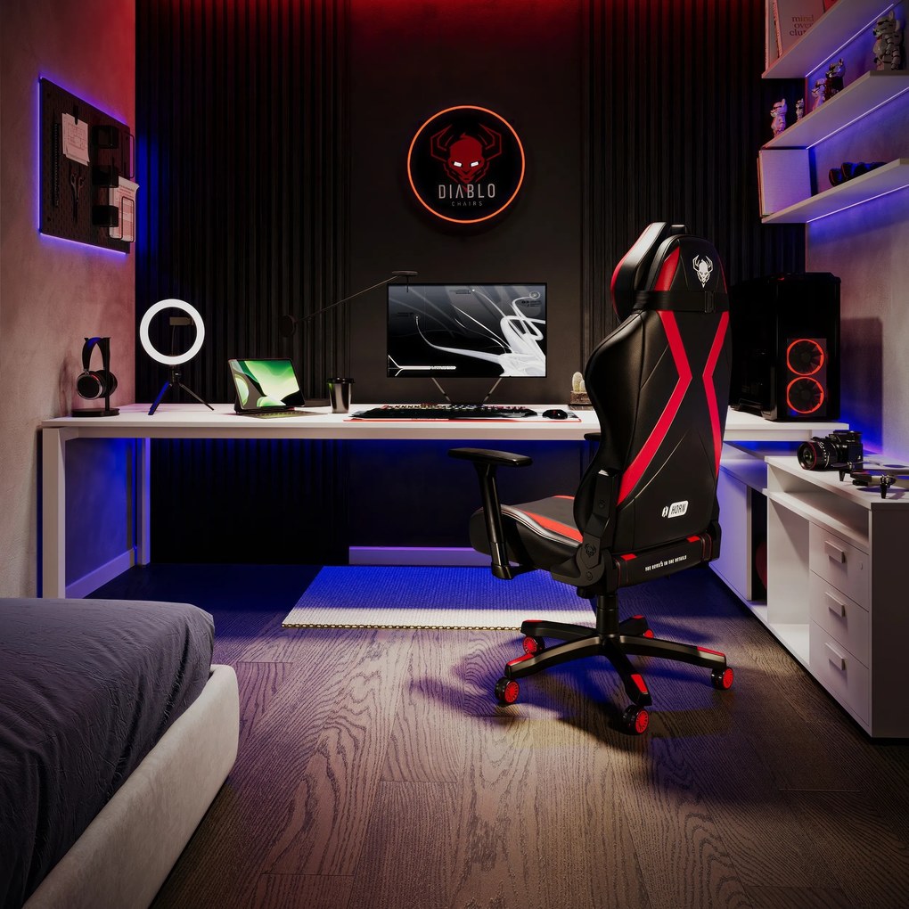 Gamer szék műbőr Normal Size, fekete-piros: Diablo X-Horn 2.0