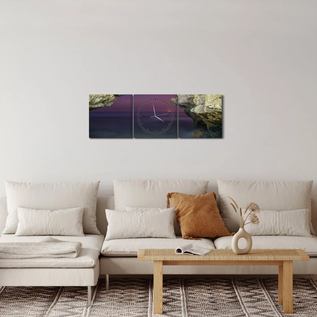 Kép - tengeri szikla (órával) (90x30 cm)