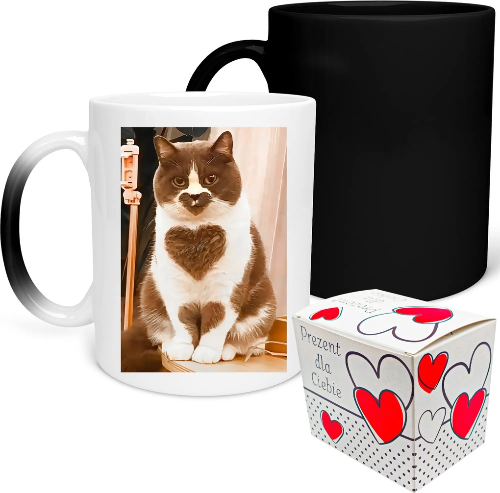 Varázslatos Bögre Valentin Napra Cica Szív Ajándék 330 ml Csomagolás