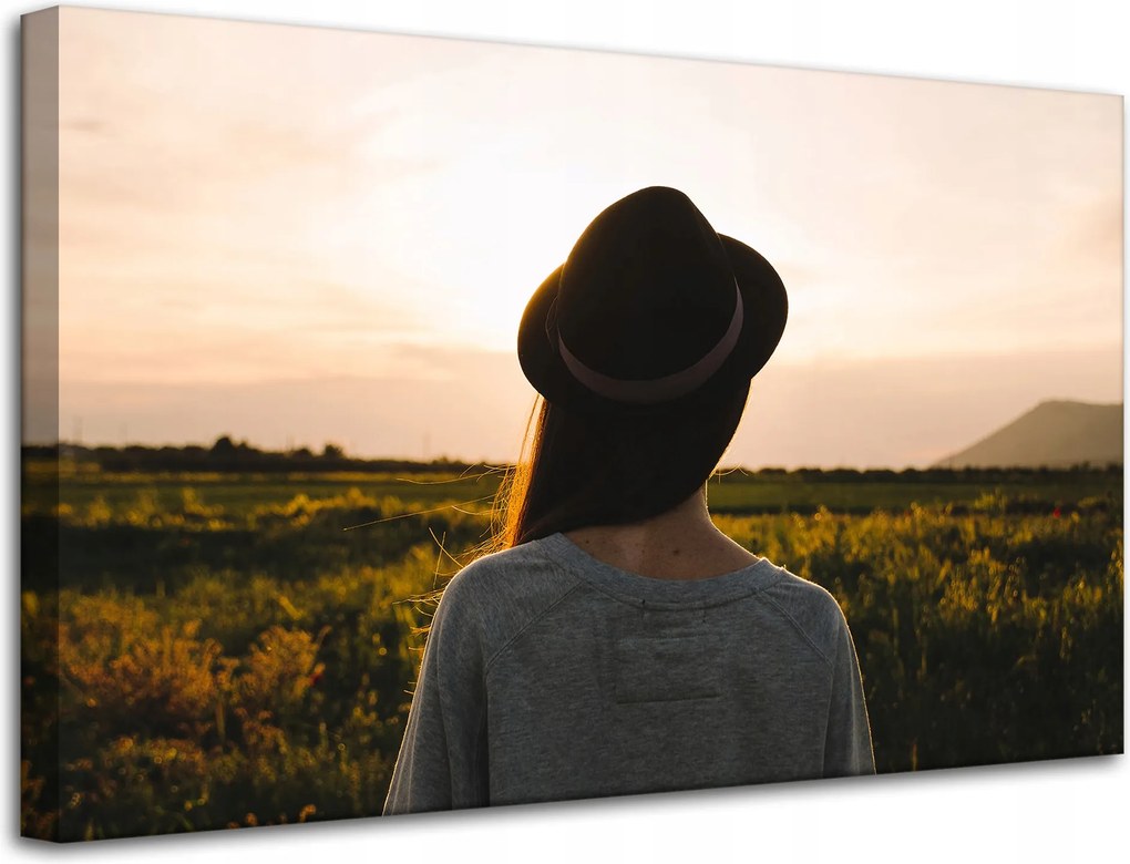 Vászonkép Természet Nő kalapban 80x50