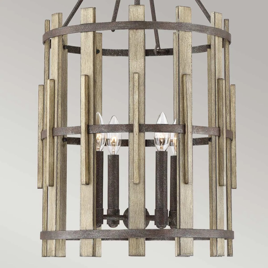 Quoizel loft függeszték wood hollow fekete falusias elsqz-wood-hollow-4p