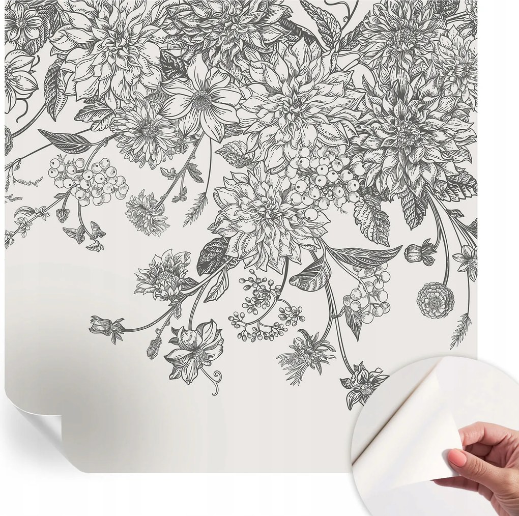 Öntapadós tapéta Divatos 3D fali ragasztóval Virágmintás 250x250 cm