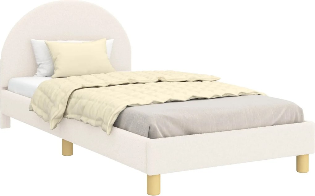 vidaXL Gyerekágy kerettel fejtámlával Krém 90 x 190 cm Juh Gyapjú