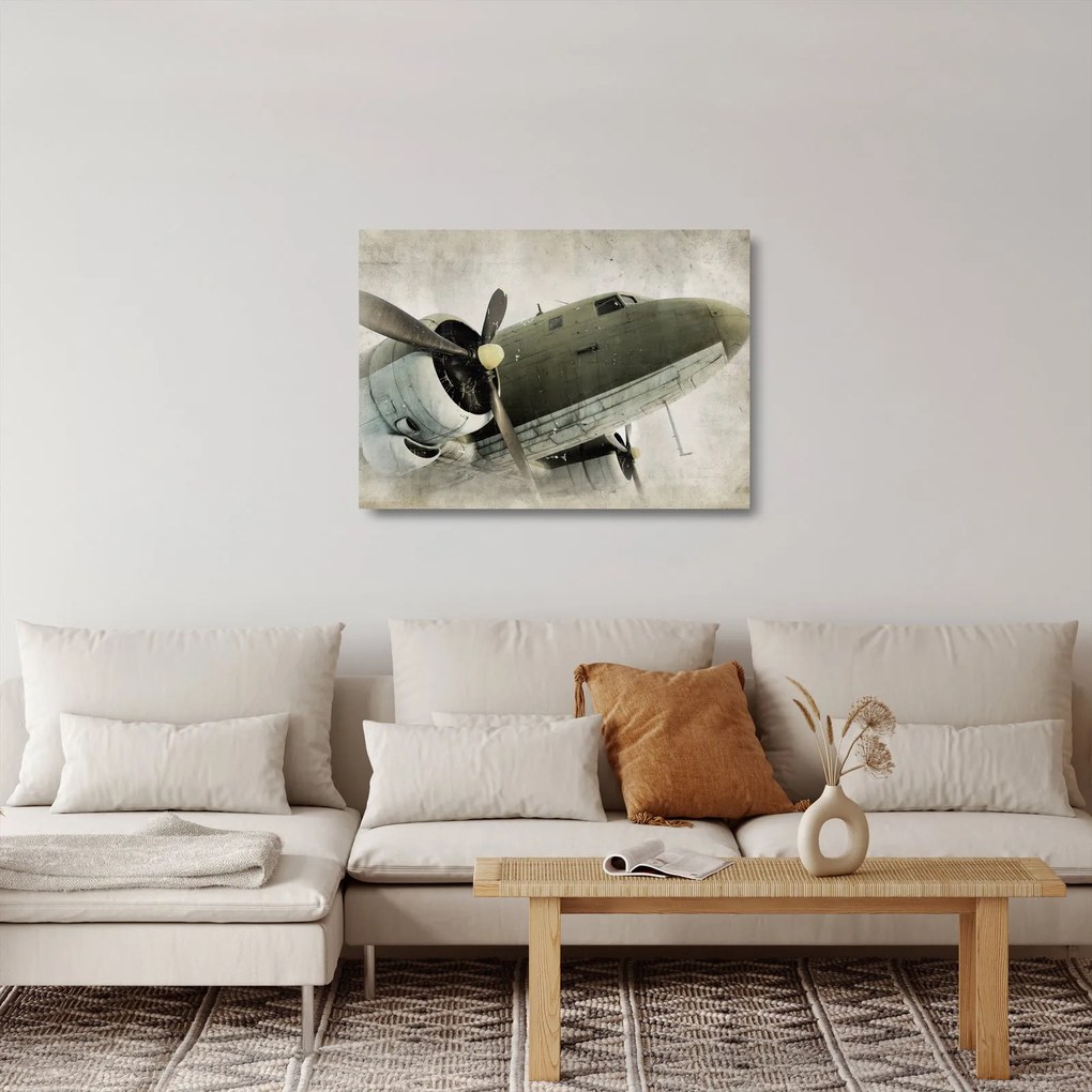 Kép - Régi légcsavaros repülőgép (üvegen) (70x50 cm)