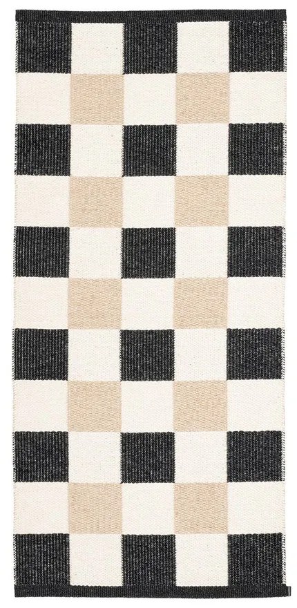 Fekete-krémszínű kültéri-beltéri futószőnyeg 70x160 cm Pix Black Vanilla – Pappelina